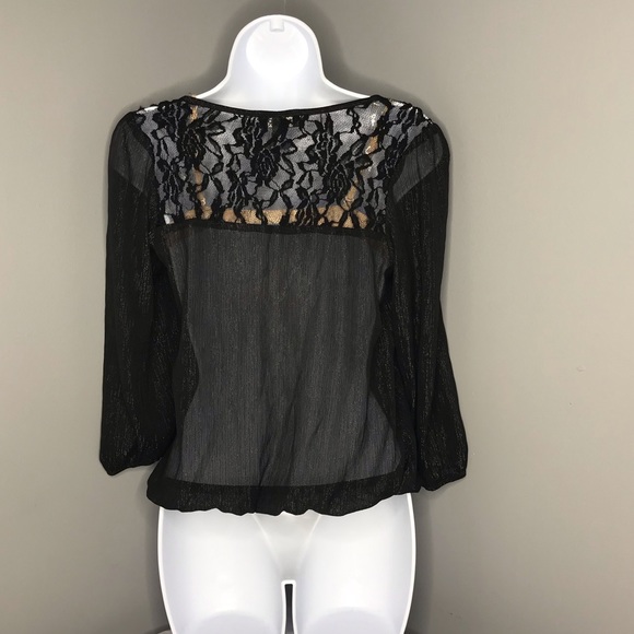 A.Byer| Sheer Black Blouse - Picture 3 of 4